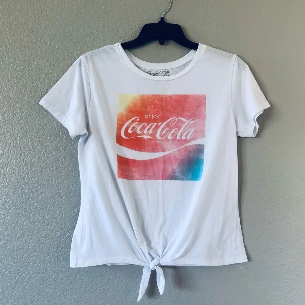 Coca-Cola Vintage Graphic Cropped Tie Front Tee M